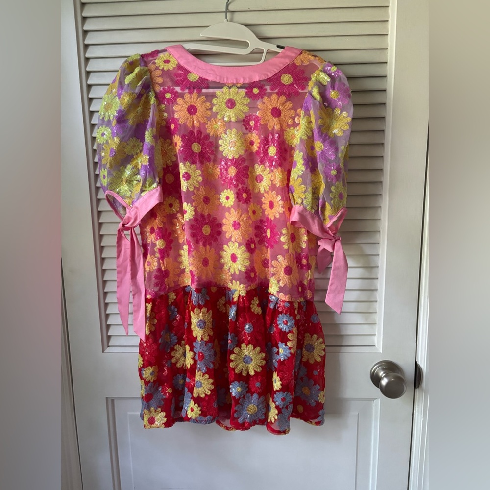 QUEEN OF SPARKLES Floral Multicolor Dress with Puff Sleeves
